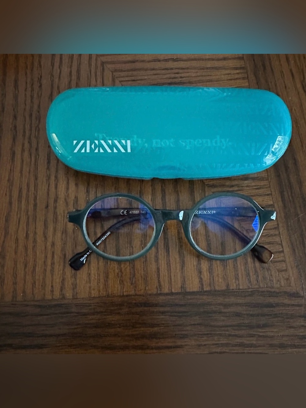 ZENNI women’s  round greenish grey 2.0 magnification glasses new